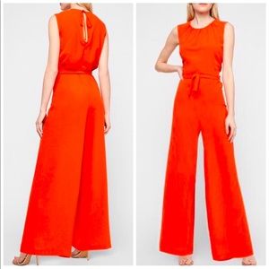 Express orange jumpsuit wide leg